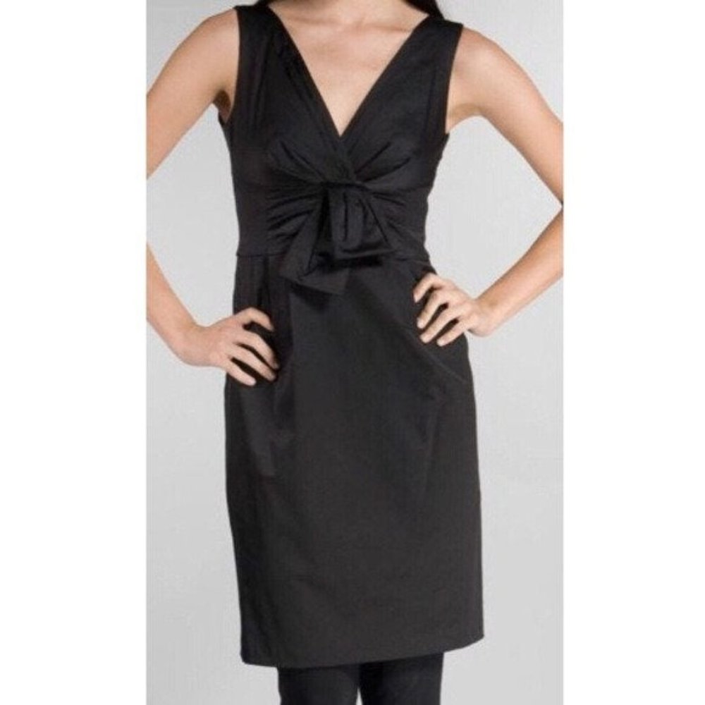 Nanette Lepore Black Unfaithful Taffeta Sheath Dress Bow Detail Sz 8 NEW